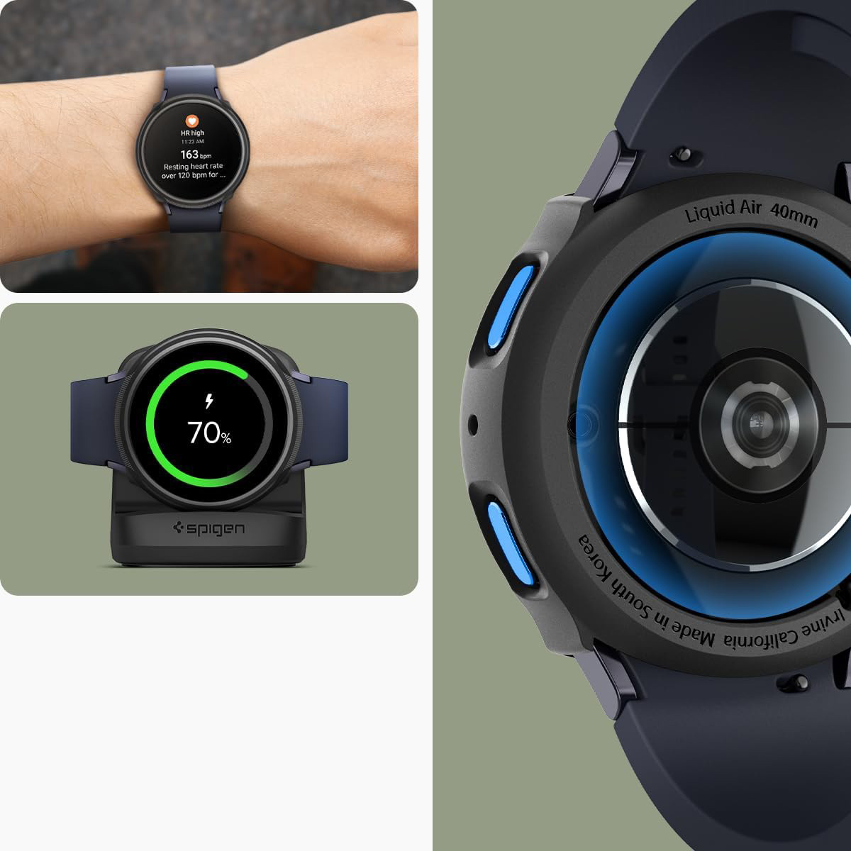 Etui Spigen Liquid Air do Galaxy Watch 7 40mm, czarne